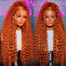 Deep Wave Ginger Orange Lace Front Wig Human Hair 13x6 HD Lace Front with Baby Hair 250% Density Long Curly Wig for Black Women