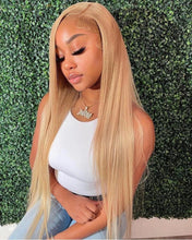 36 Inch Honey Blonde Human Hair Wig Straight 13x6 HD Lace Front Wig 180% Density 13x4 Lace Wigs Brazilian Human Hair 27# Color
