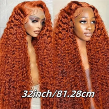 Deep Wave Ginger Orange Lace Front Wig Human Hair 13x6 HD Lace Front with Baby Hair 250% Density Long Curly Wig for Black Women