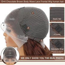 26 Inch Chocolate Brown Lace Front Wig Human Hair 200% Body Wave Human Hair Wigs Pre Plucked 13x4 HD Lace Frontal Wig Brown Wig