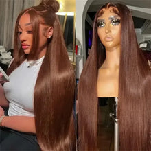 Dark Brown Super Double Drawn 13x4 Hd Lace Wig Bone Straight Chocolate Brown Wigs Human Hair 13x4 Lace Front Human Hair Wig