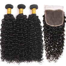 Brazillian Kinky Curly Hair Bundles With Closure Remy Human Hair Weave 3 Bundles with Closure Human Hair Extension capelli umani