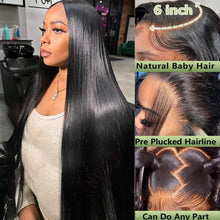30 40 Inch Bone Straight 13x6 Lace Frontal Wigs 13x4 HD Transparent Lace Front Wig Black Preplucked Brazilian Human Hair Wig100%